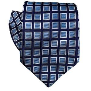 Robert Talbott Welch Margetson Luxury Silk Tie  Navy & Sky Blue Made In England